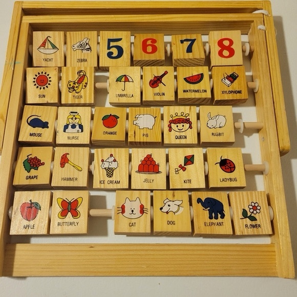 Vintage Learn the Alphabet Wooden ABC Toy Flip Letters Wood Toy - Picture 4 of 4
